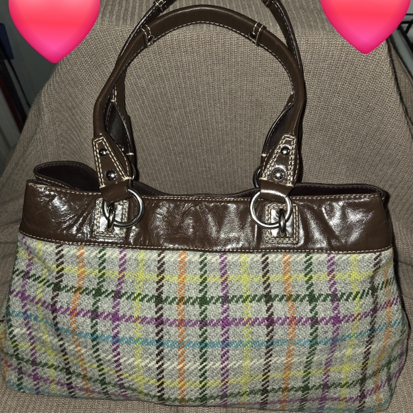 Coach Multicolor Plaid Tote Bag VINTAGE - Picture 8 of 15